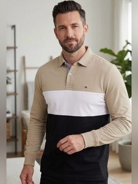 Tommy Hilfiger Men’s Colorblock Polo Shirt Size Large NWOT